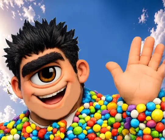 Friendly giant waving