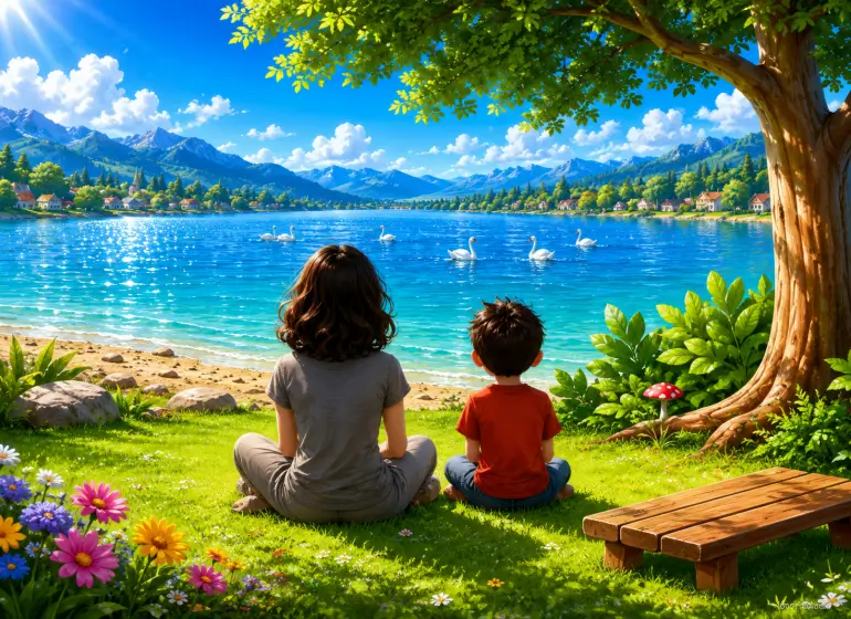 Max and Mom at the lake