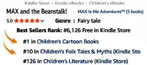 Amazon rankings for MAX and the Beanstalk